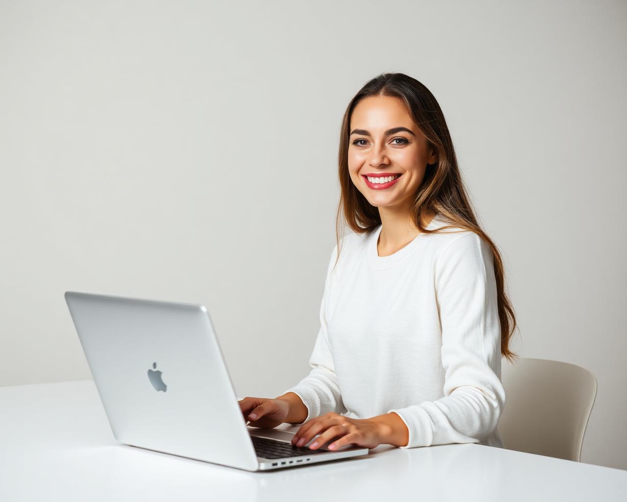 Smiling person confidently working on a laptop after choosing a career path